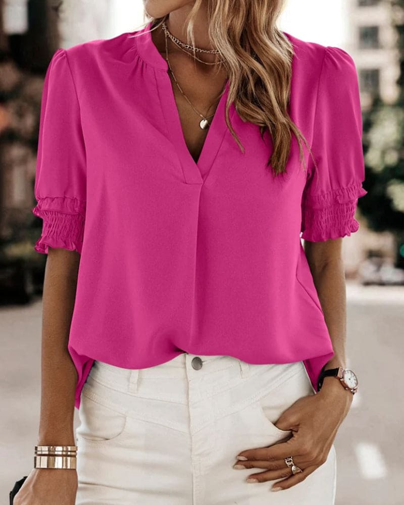 Léa – Chemise à manches courtes à décolleté en V femme