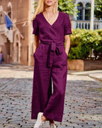 Éva – Combinaison avec ceinture et manches courtes femme