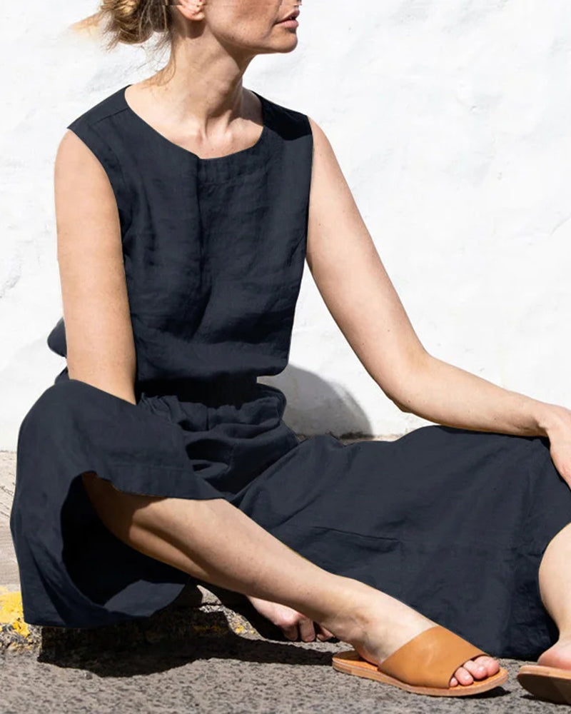 Mélina – Combinaison sans manches à jambes larges femme
