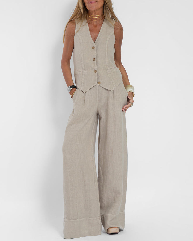 Salomé – Ensemble avec gilet et pantalon large femme