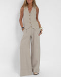Salomé – Ensemble avec gilet et pantalon large femme