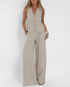 Salomé – Ensemble avec gilet et pantalon large femme