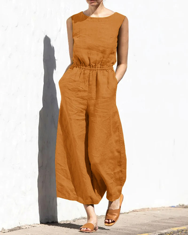 Mélina – Combinaison sans manches à jambes larges femme