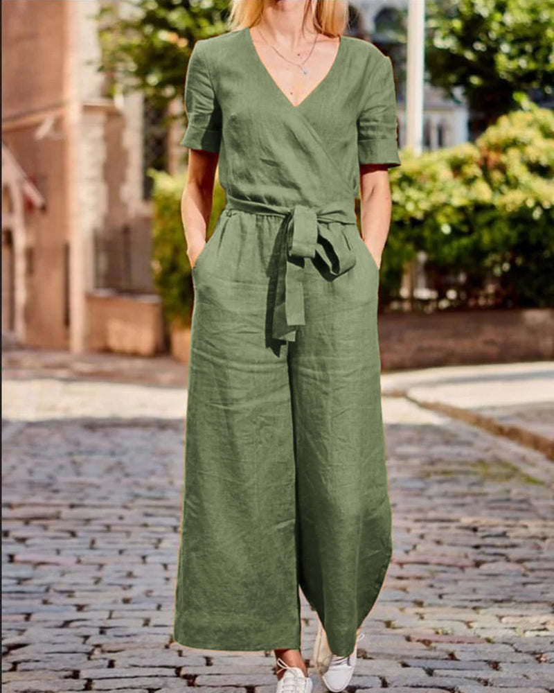 Éva – Combinaison avec ceinture et manches courtes femme