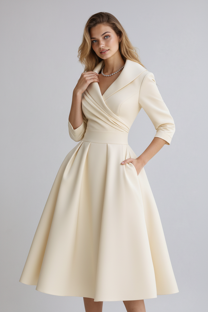 Juline – Robe midi à col élégant femme