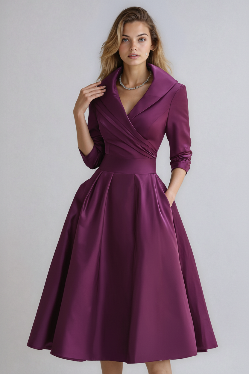 Juline – Robe midi à col élégant femme