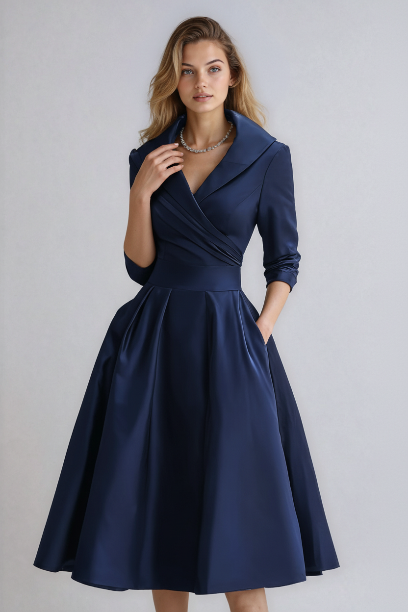 Juline – Robe midi à col élégant femme