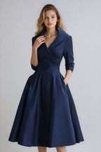 Juline – Robe midi à col élégant femme