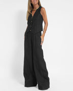 Salomé – Ensemble avec gilet et pantalon large femme