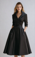 Juline – Robe midi à col élégant femme